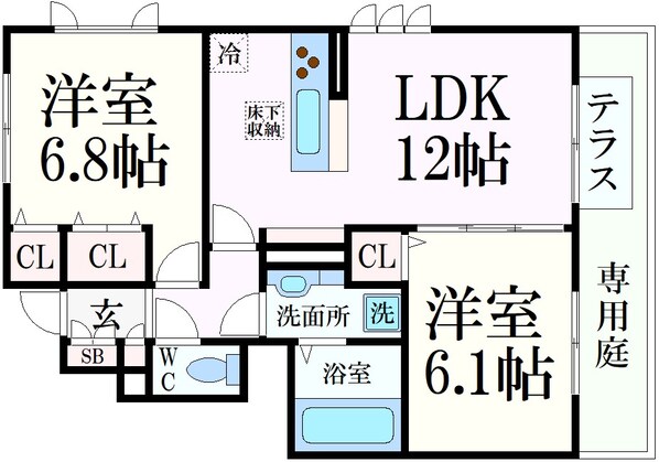 コンフォート西岡本の物件間取画像